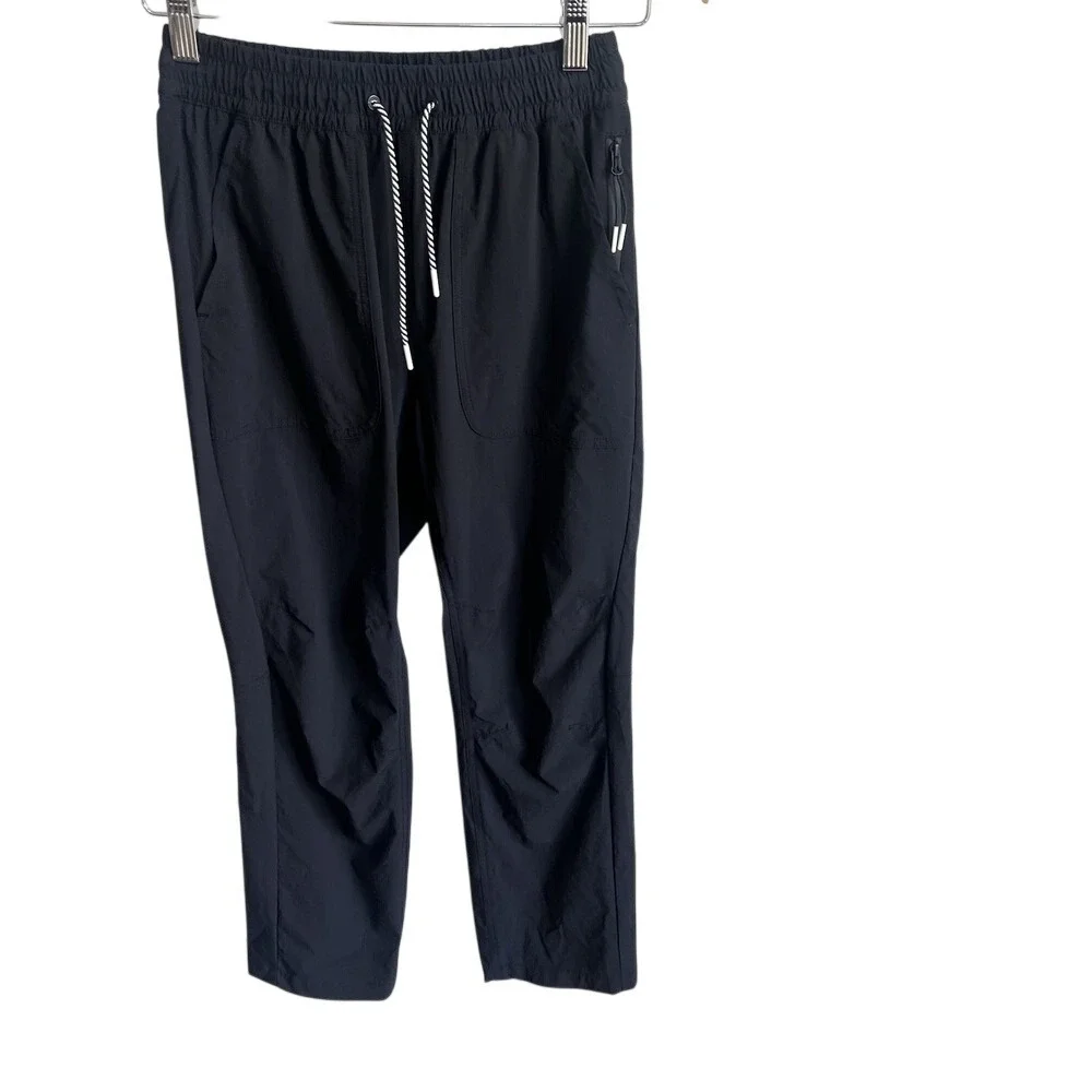 Bearded Goat Pull On Pants Black Athletic Jogger Sweatpants Elastic Waist Men XS